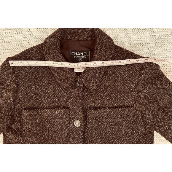 Chanel Vintage Brown Tweed Blazer Jacket FR 38 US 6 8 97A - Picture 11 of 14